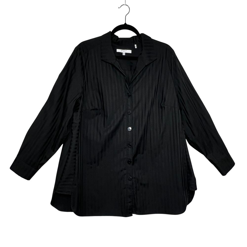 FOXCROFT NYC Womens 18W Black Non Iron Button Front Shirt Cotton Blend Shaped